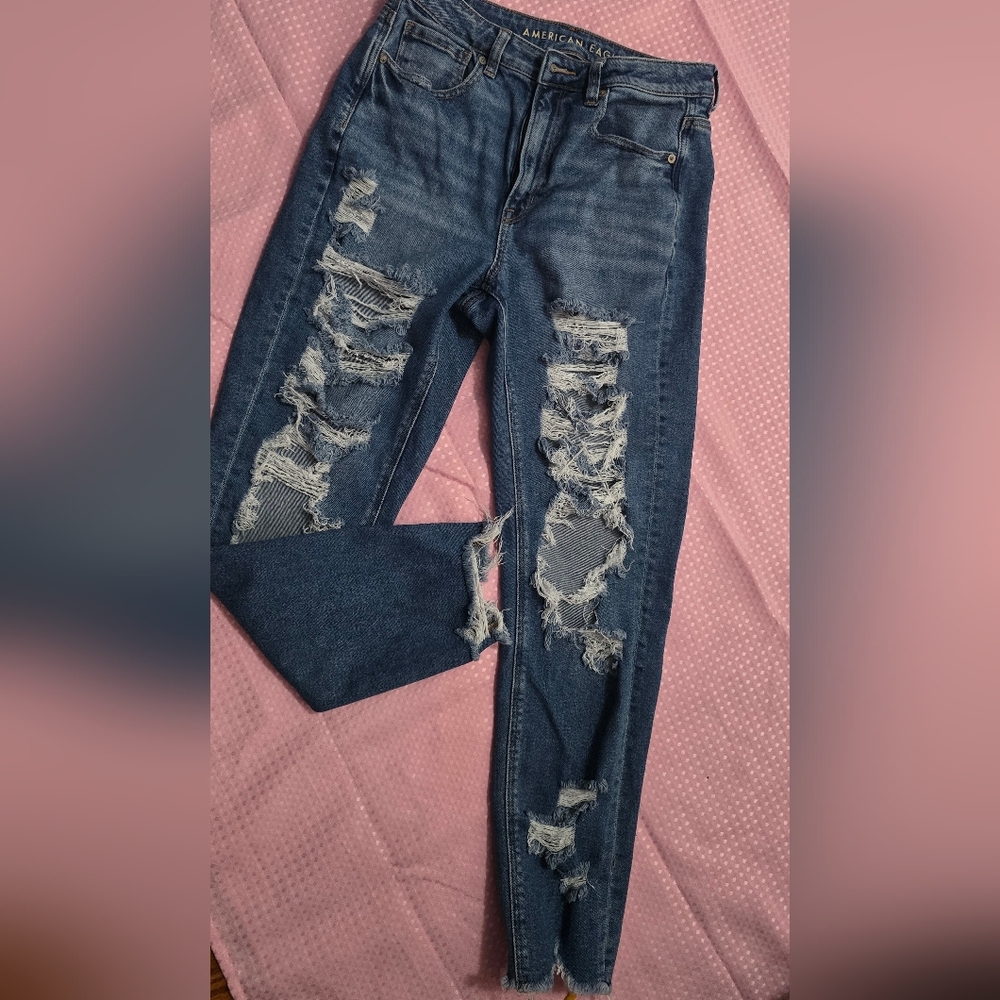 American Eagle Outfitters Women's Ripped Blue Skinny Jeans